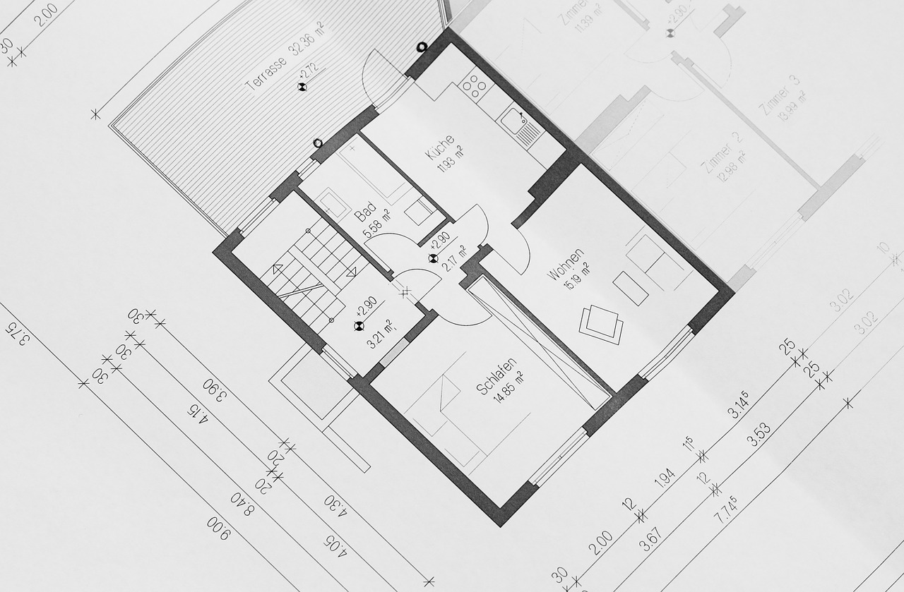 printed measurements on blueprint